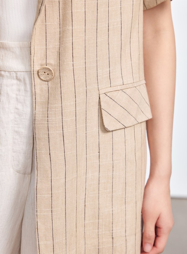 亞麻條紋西裝外套