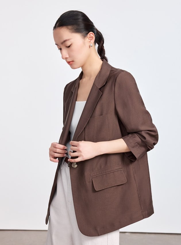 雲感天絲亞麻西裝外套