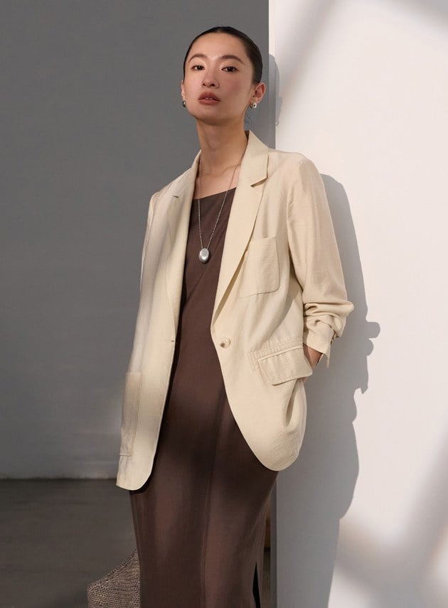 雲感天絲亞麻西裝外套