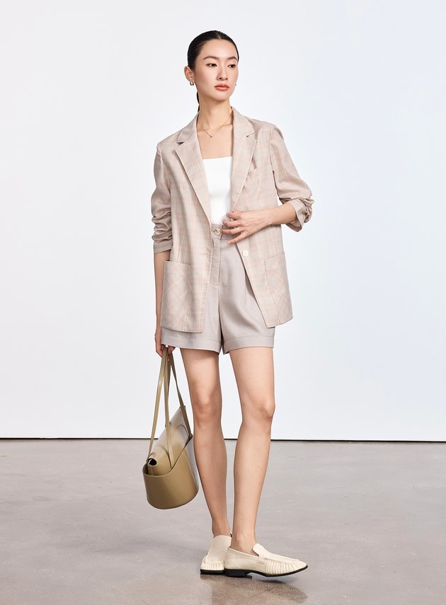 雲感格紋西裝外套