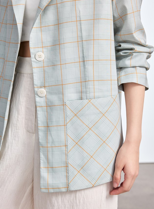 雲感格紋西裝外套