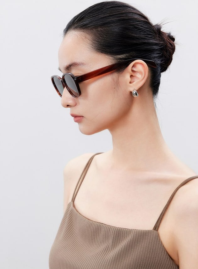 經典圓方框防曬墨鏡