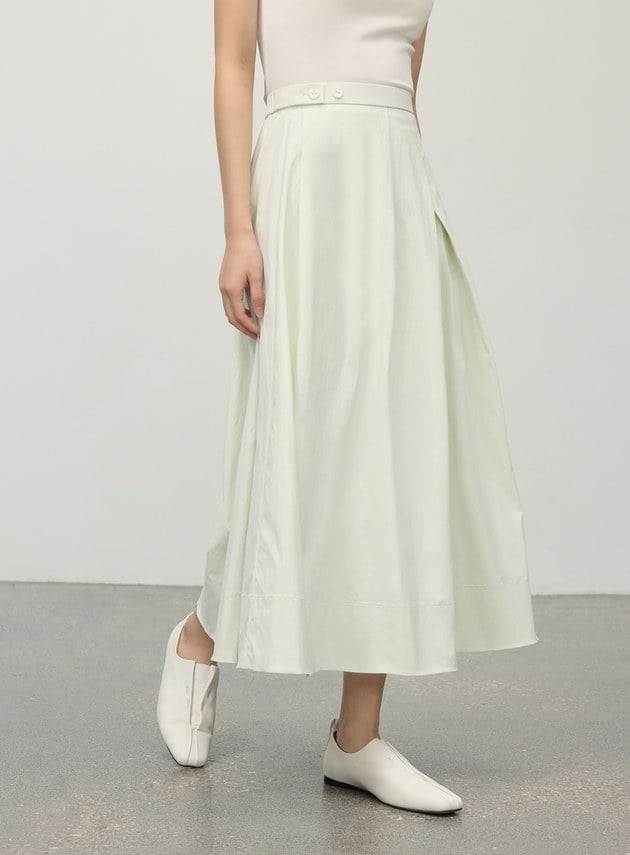 涼感休閒不規則壓褶半裙