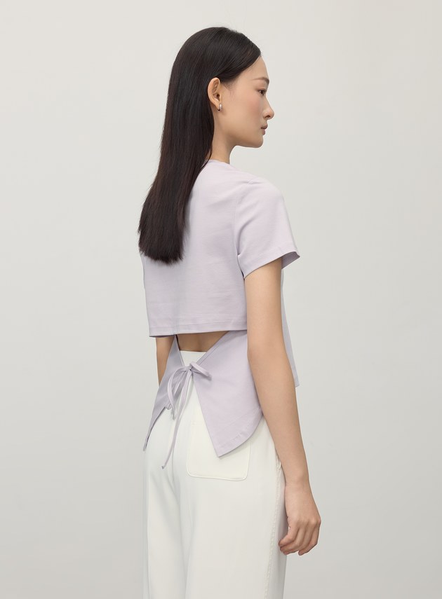 造型感後背系帶式短袖T恤