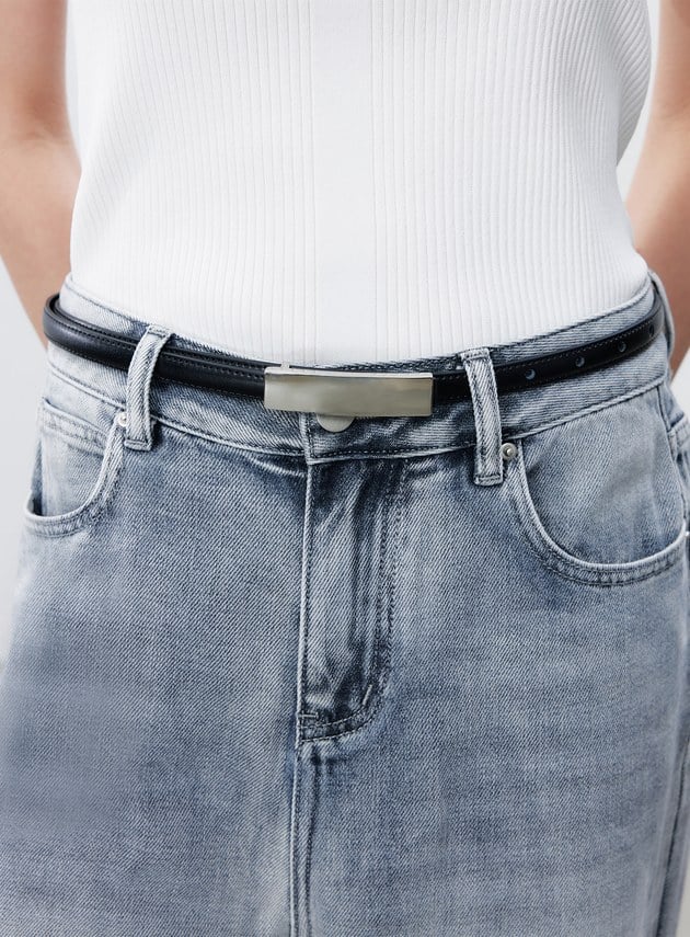 簡約方形金屬頭皮帶