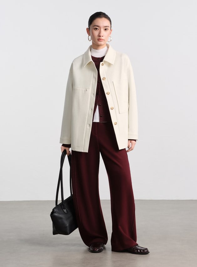 經典人字紋寬鬆休閒感襯衫