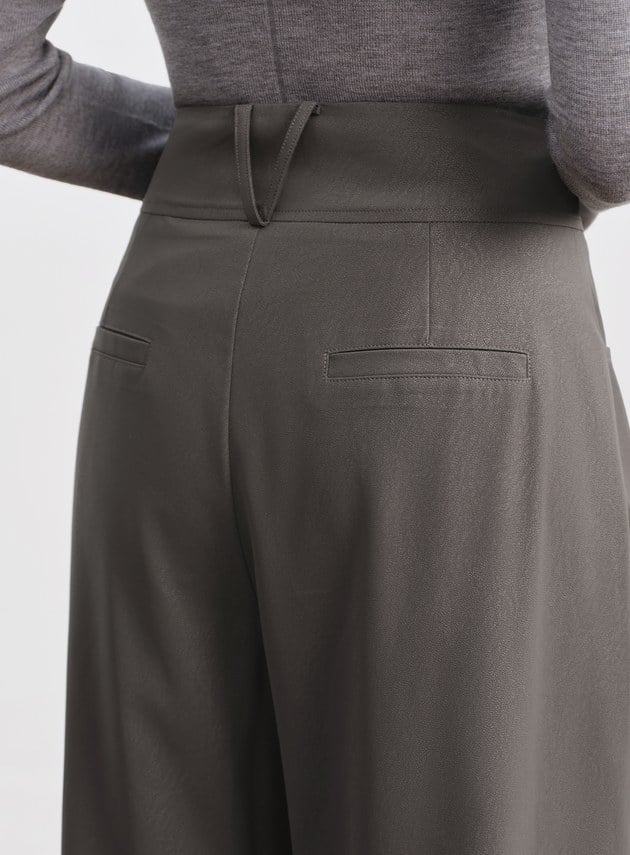 環保皮革寬腰頭寬褲