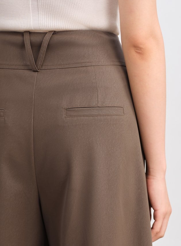 環保皮革寬腰頭寬褲