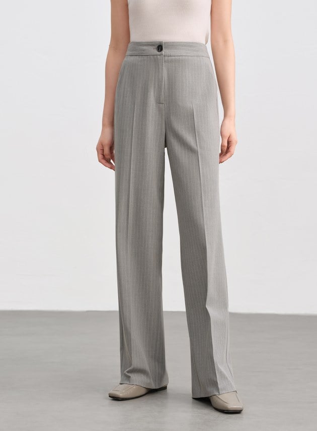 都會條紋直筒西裝褲