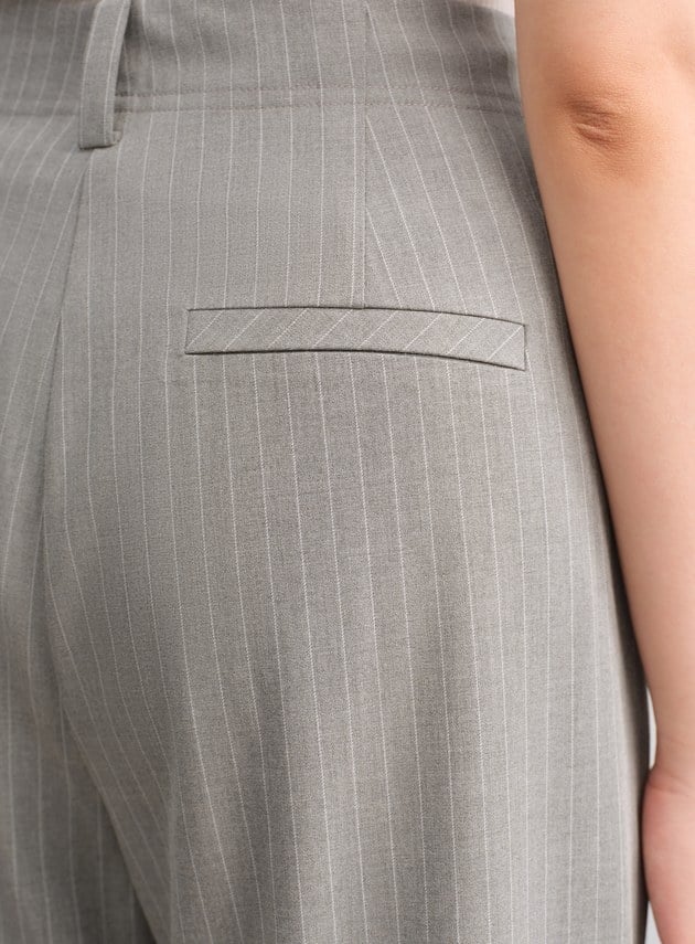 都會條紋直筒西裝褲