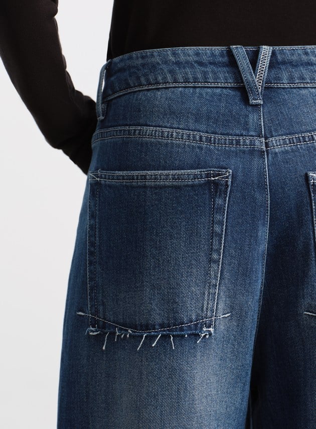 高腰挺版牛仔寬褲