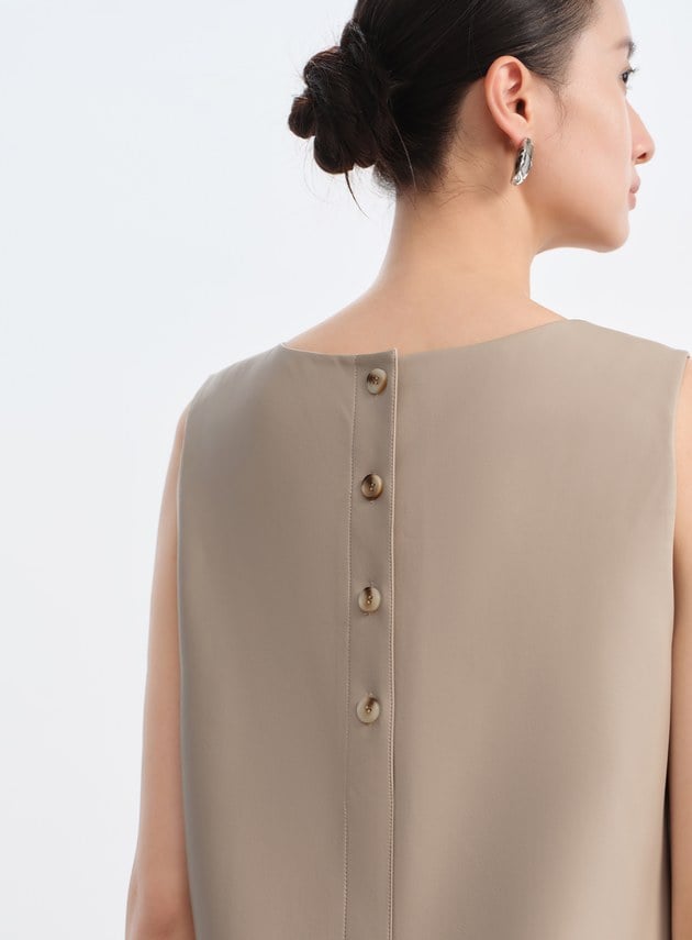 率性環保皮革無袖洋裝