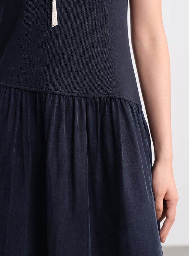 異材質拼接不對稱連身裙