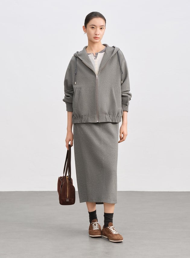 特殊紋理短版連帽開襟外套