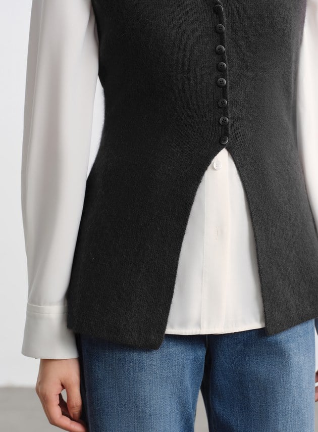 修身浣熊絨背心