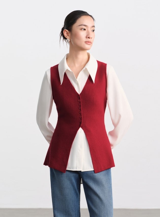 修身浣熊絨背心