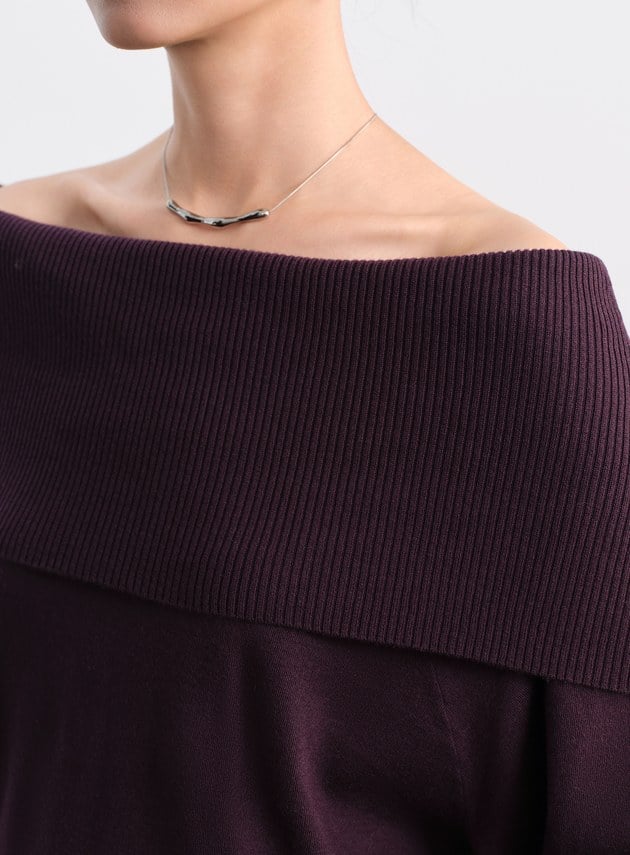 優雅一字領羊毛衫