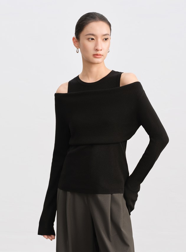 假兩件式造型針織上衣