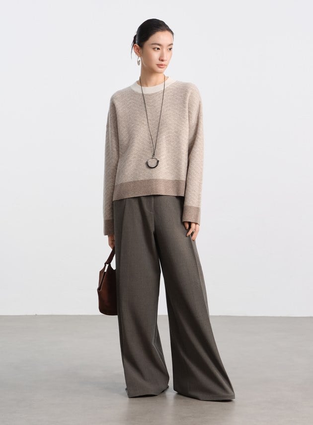 美麗諾人字紋針織上衣