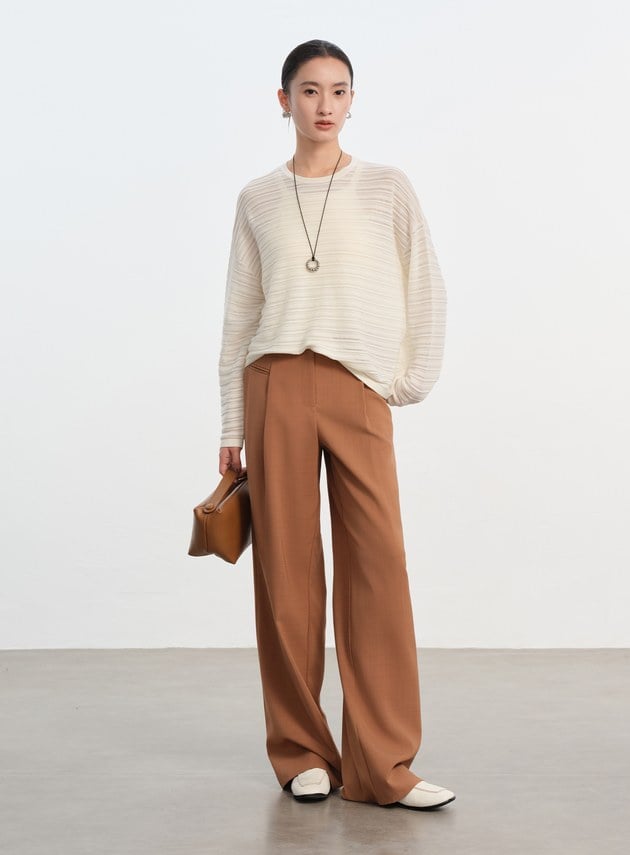 經典坑條羊毛衫