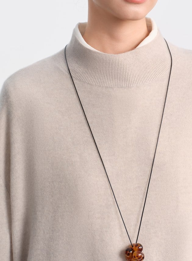 蓬暖高領羊絨混紡毛衣