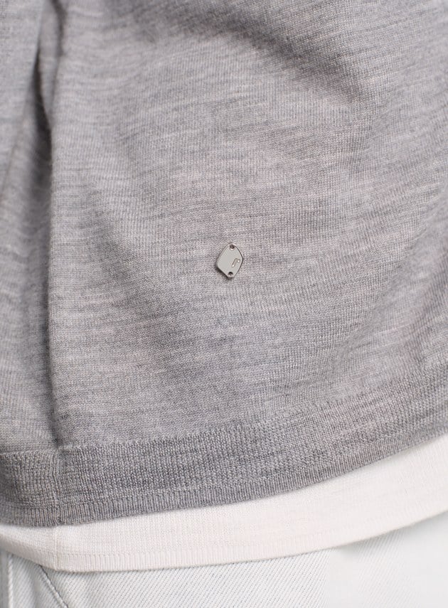 純羊毛假兩件開襟針織衫