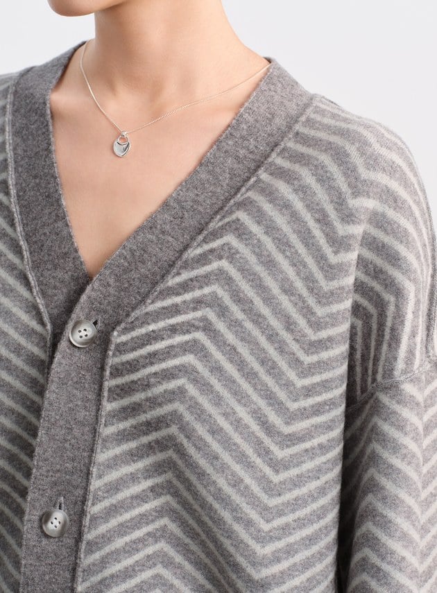 美麗諾人字紋開襟外套