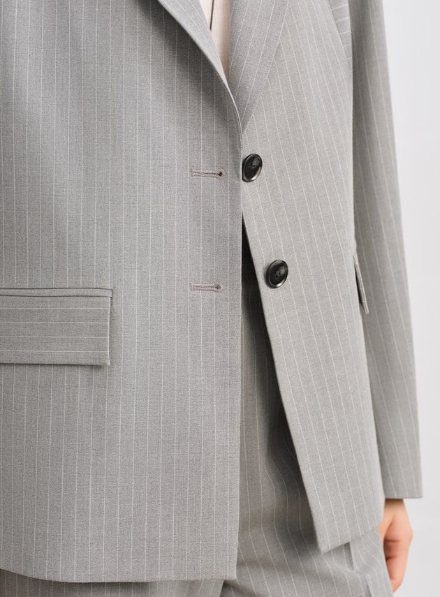 都會條紋不對稱剪裁西裝外套