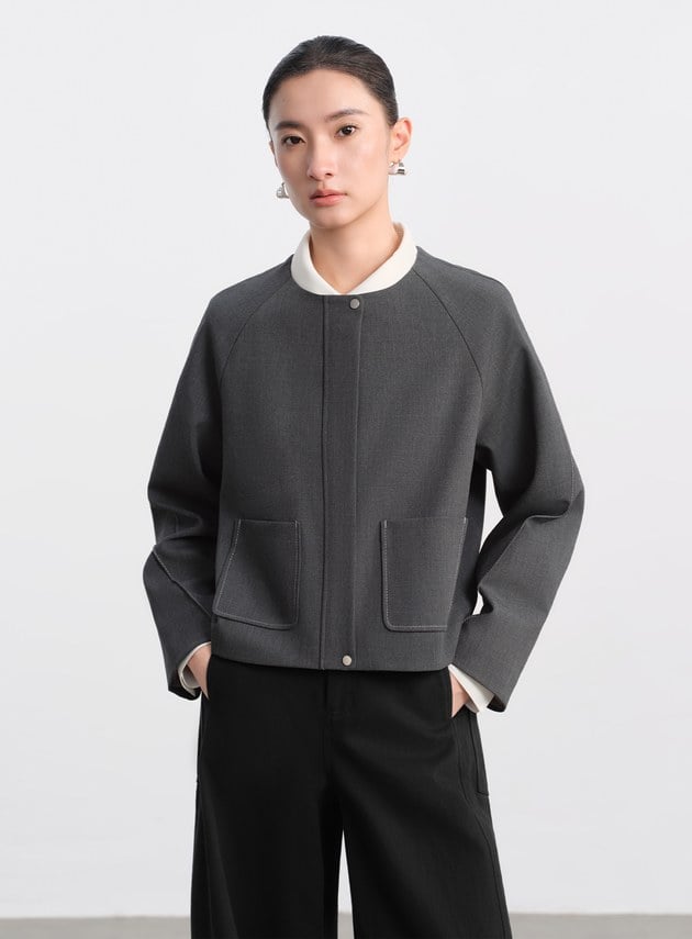 花紗肌理挺廓休閒外套