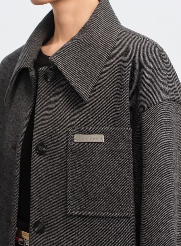 襯衫領弧線短版外套