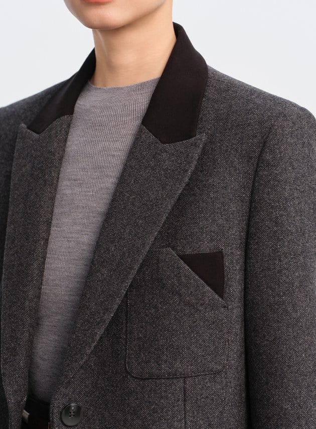 顆粒感肌理寬廓毛呢西裝