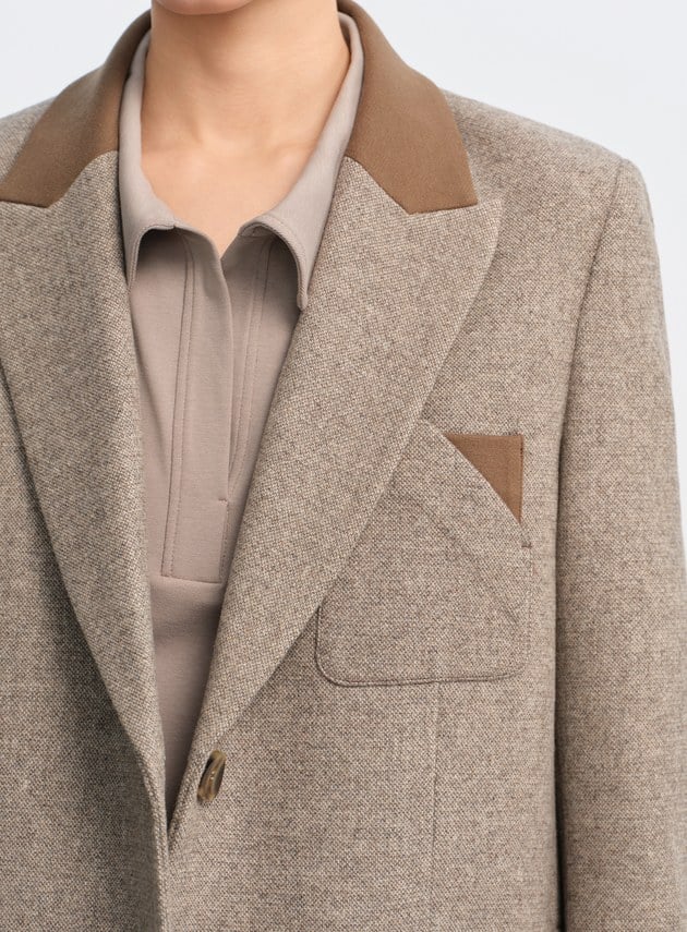 顆粒感肌理寬廓毛呢西裝