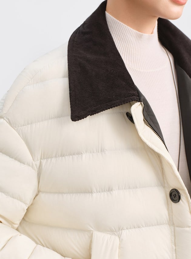 雙面巴恩領片短版羽絨外套