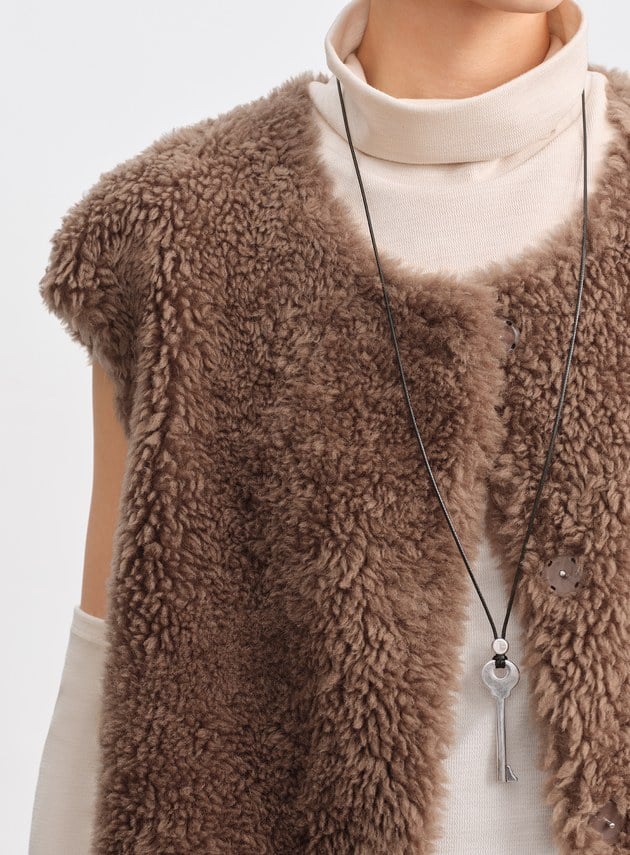 極簡羊毛皮草馬甲