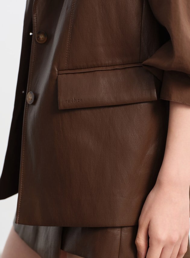 時髦寬版皮革馬甲