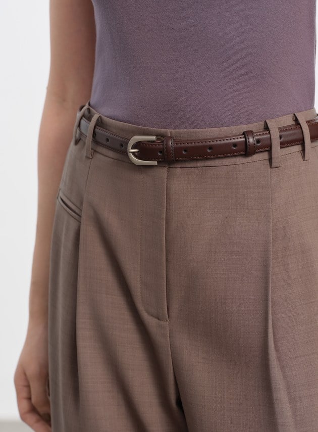 真皮霧銀百搭皮帶