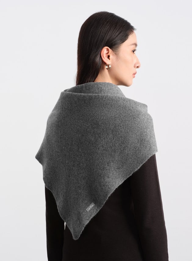 100%純羊毛三角披巾