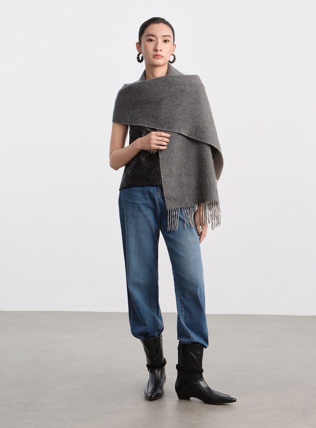 100%羊毛經典流蘇圍巾