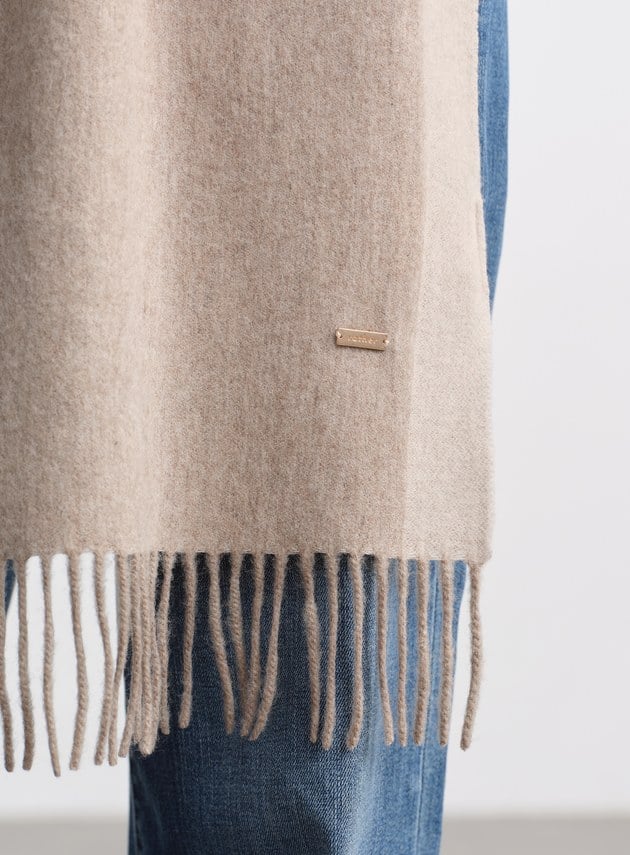 100%羊毛撞色流蘇圍巾