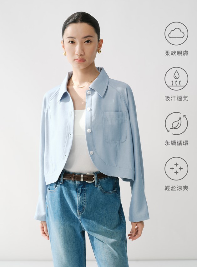圓弧下擺短版夾克外套