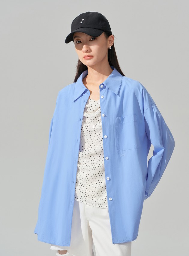 男女適穿刺繡 Logo 寬鬆襯衫