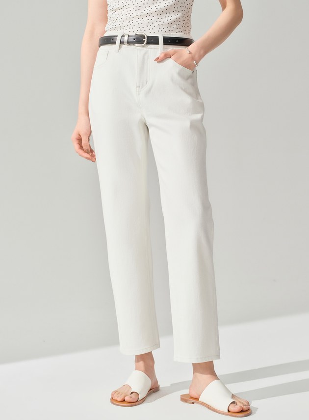 中高腰九分直筒牛仔褲