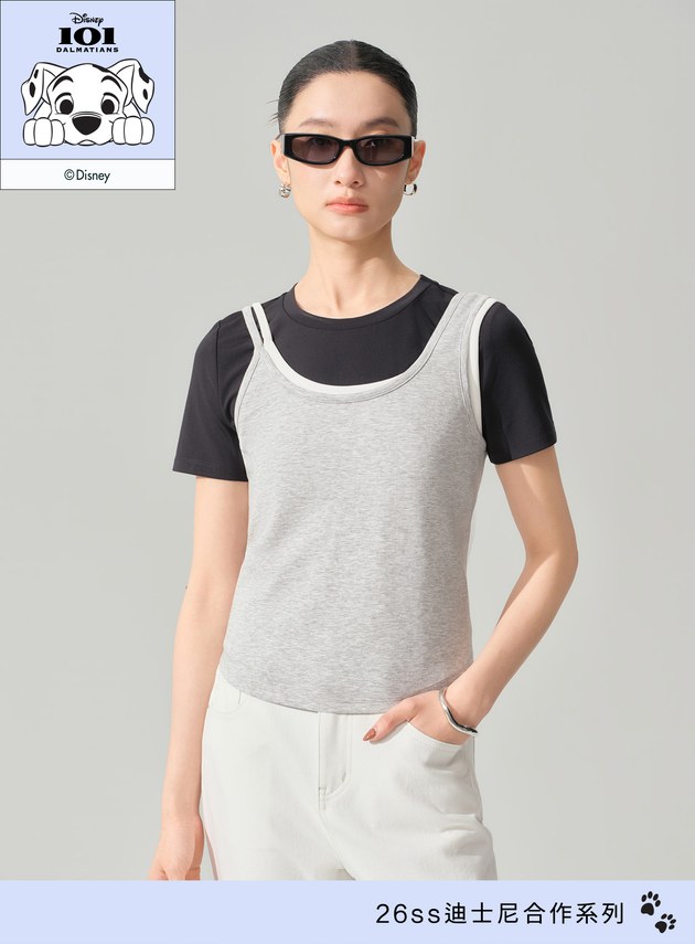 DISNEY｜不對稱肩帶修身背心