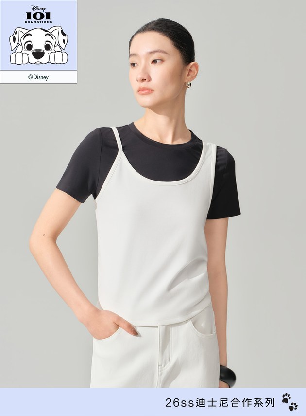 DISNEY｜不對稱肩帶修身背心