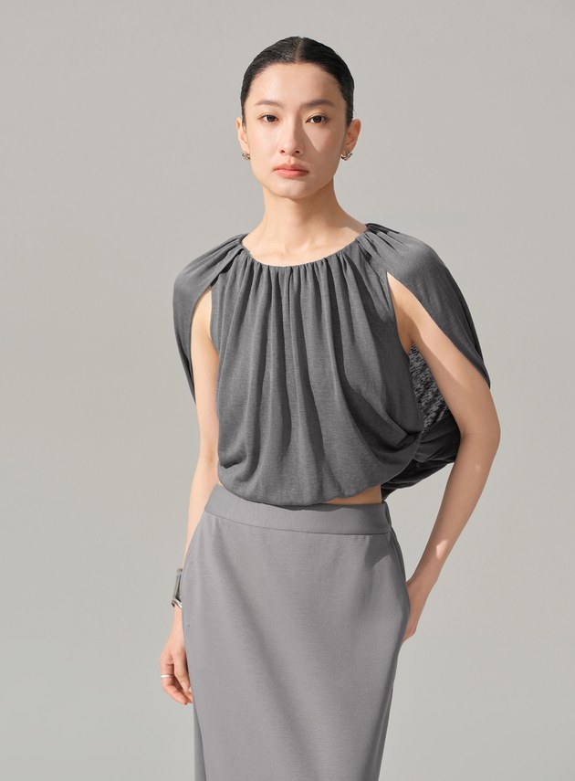 優雅垂墜收腰上衣