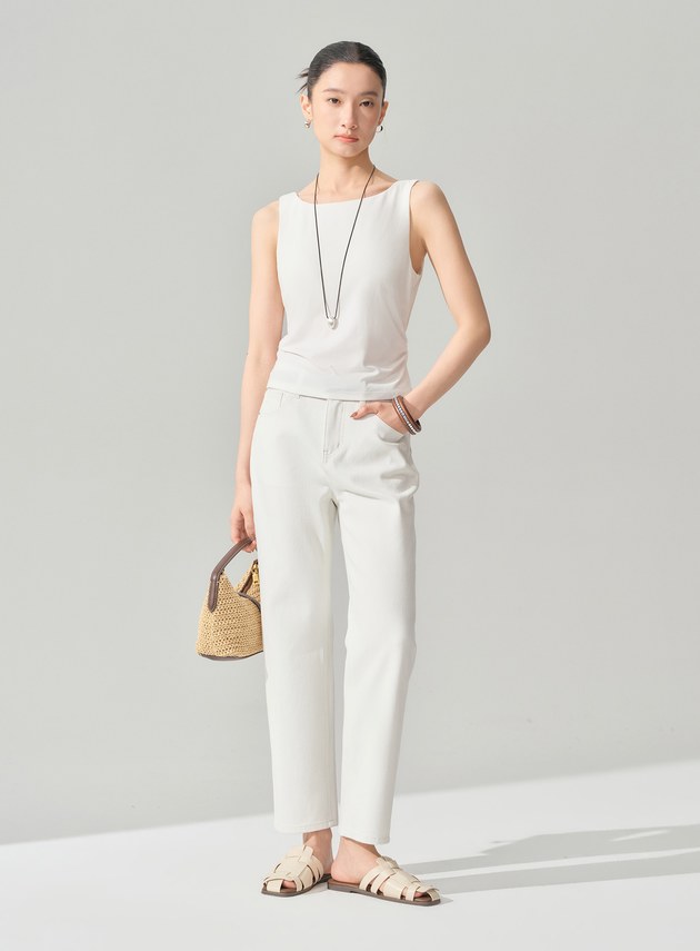 船領收腰涼感短袖上衣