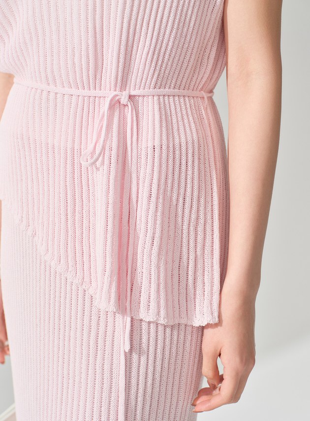 慵懶不對稱斜肩繫帶上衣