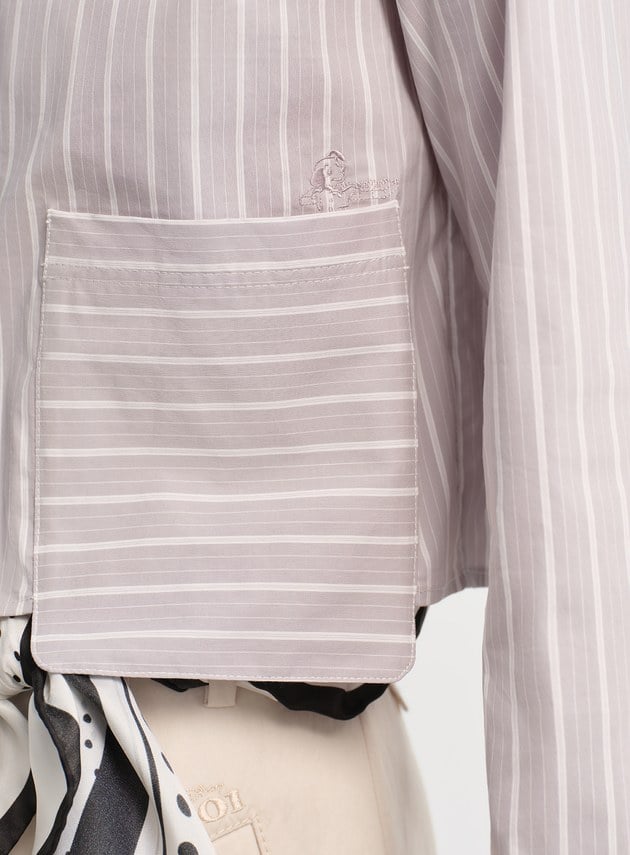 DISNEY｜橫豎條紋短版襯衫