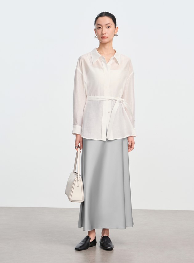 霧面附腰帶防曬襯衫