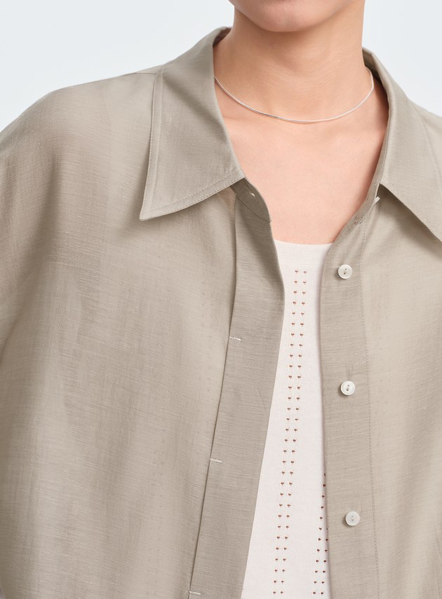 霧面附腰帶防曬襯衫